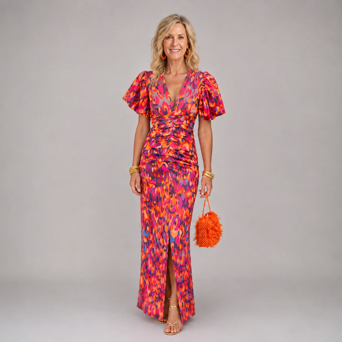 Valeria | Vestido elegante con mangas plisadas