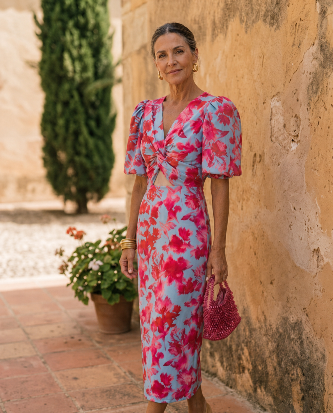 Aura | Vestido midi con mangas cortas