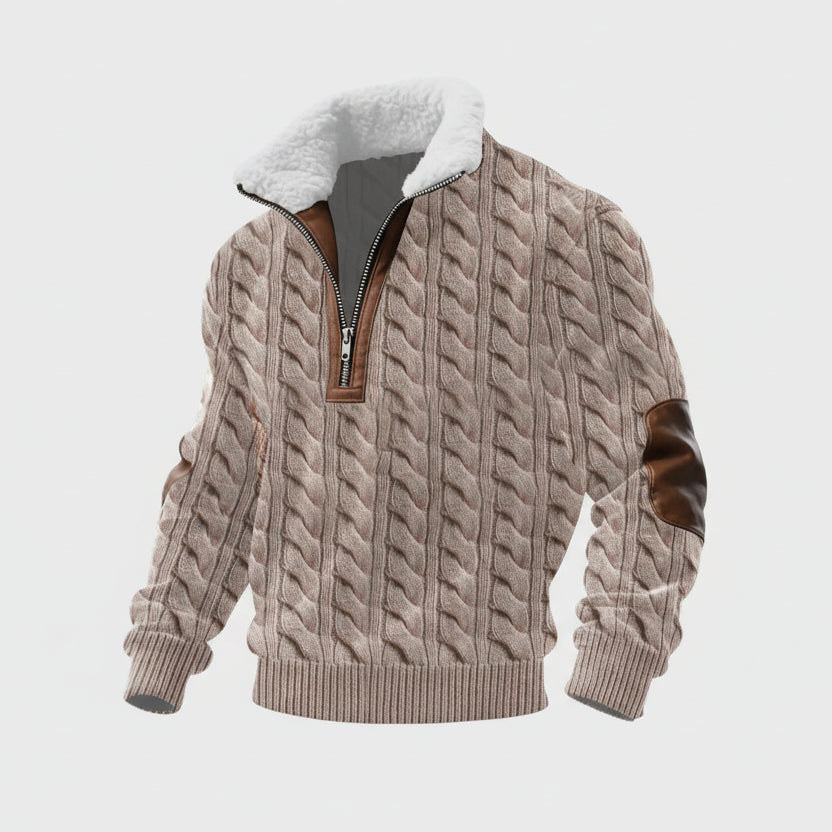 Leonardo | Jersey con cremallera y cuello alto forrado de pelo