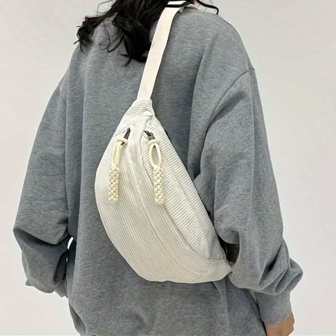 Bolso de Hombro de Pana Café