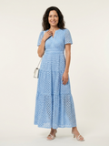 Ana | Vestido midi de manga corta con cuello en V y volantes