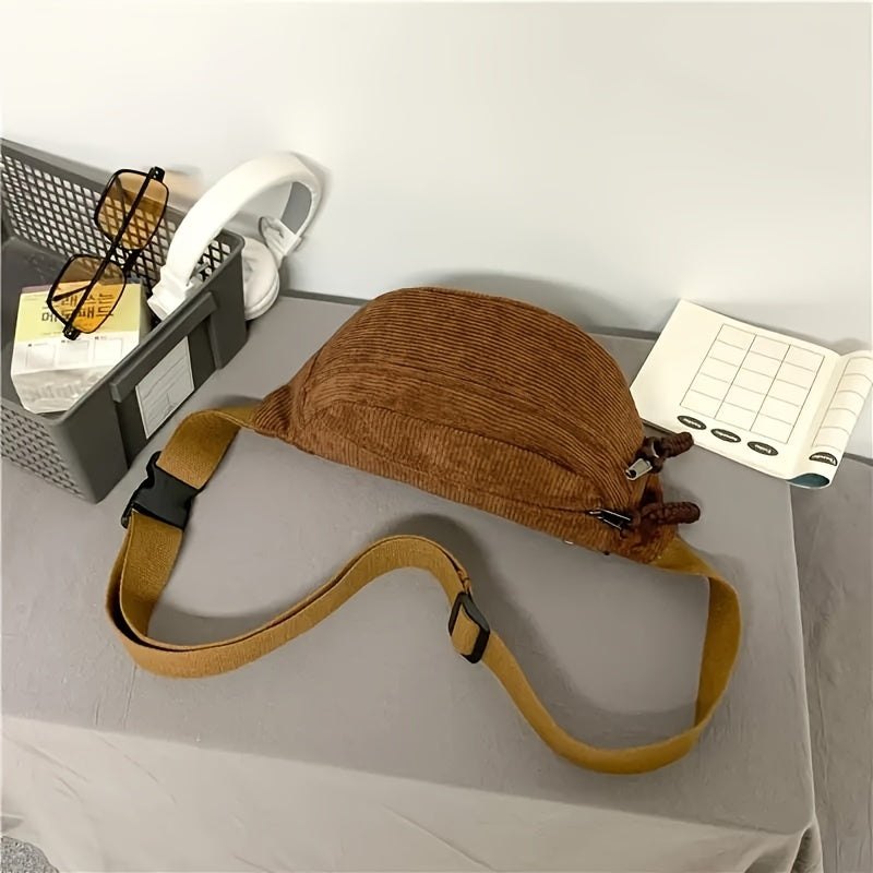 Bolso de Hombro de Pana Beige