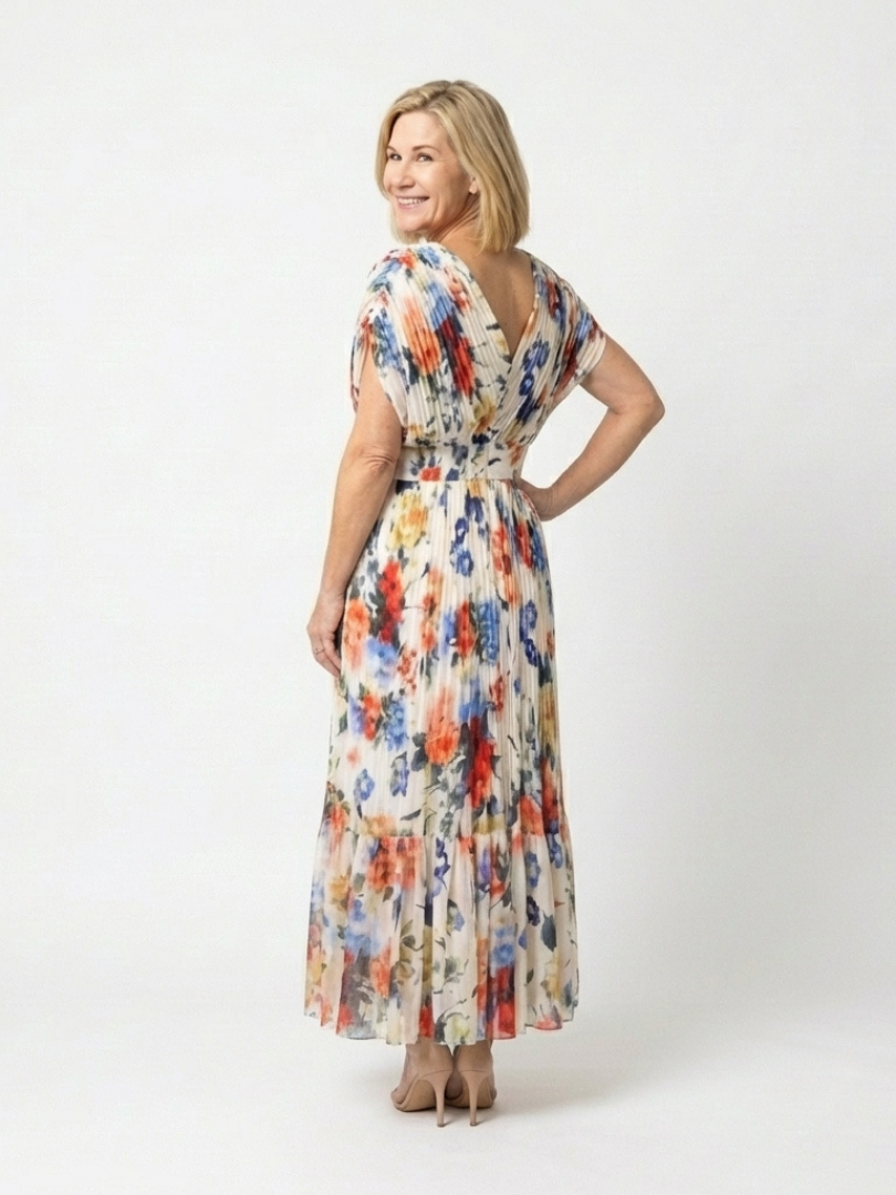 Selena | Vestido midi floral de manga corta
