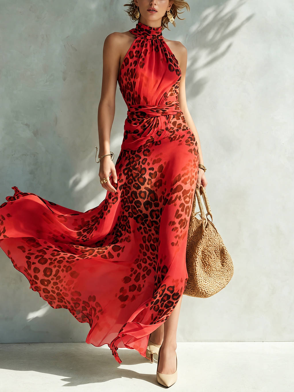 Daniela | Vestido largo con estampado de leopardo