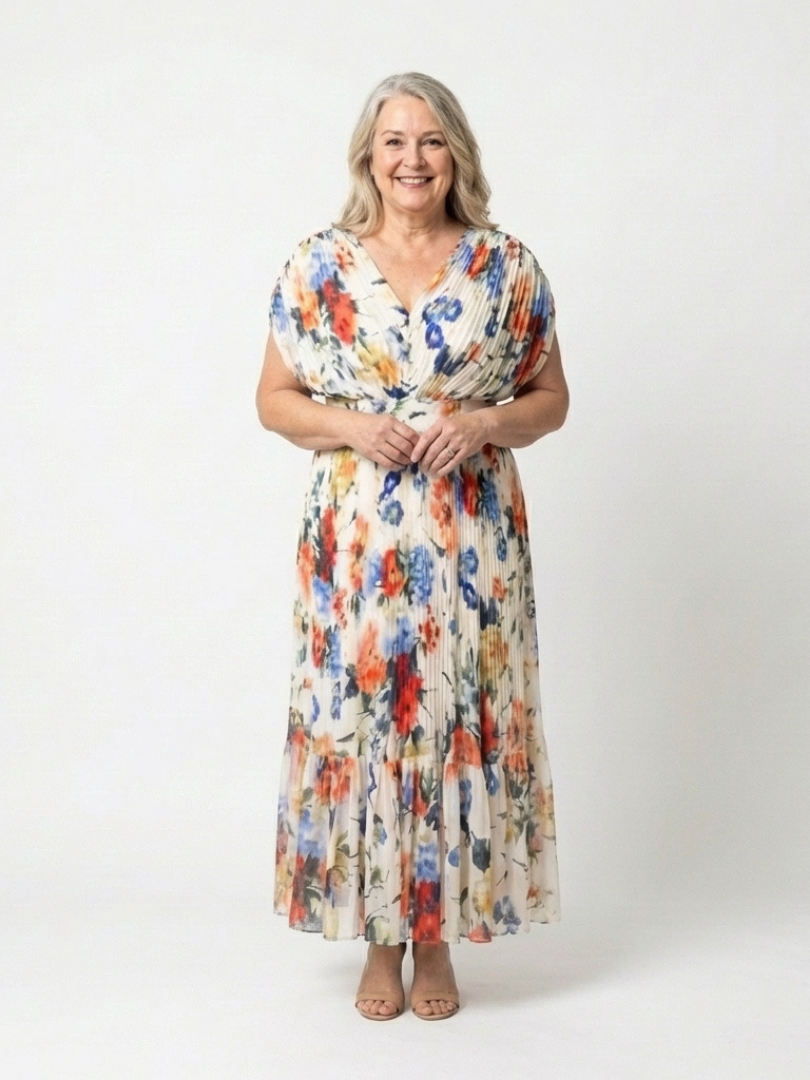 Selena | Vestido midi floral de manga corta