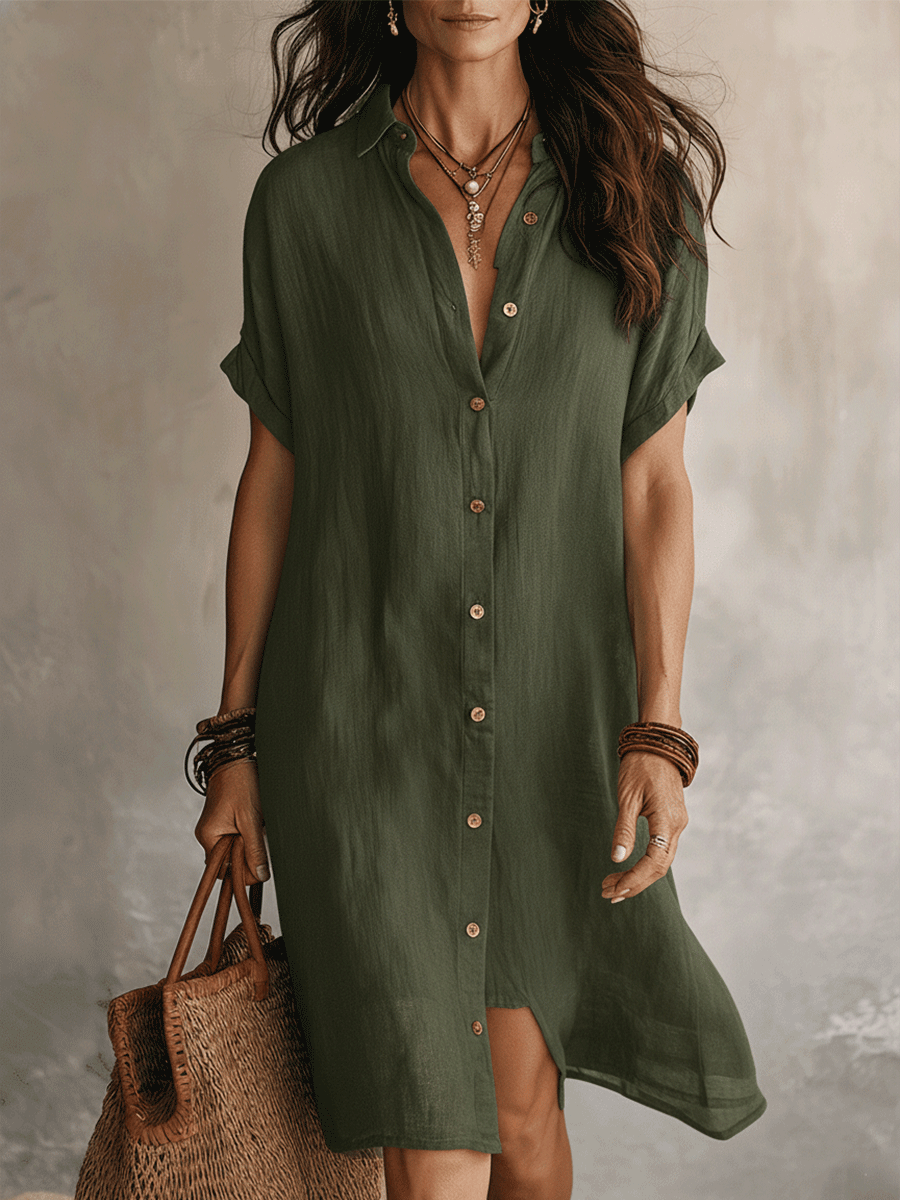 Asha | Vestido midi de lino de corte holgado