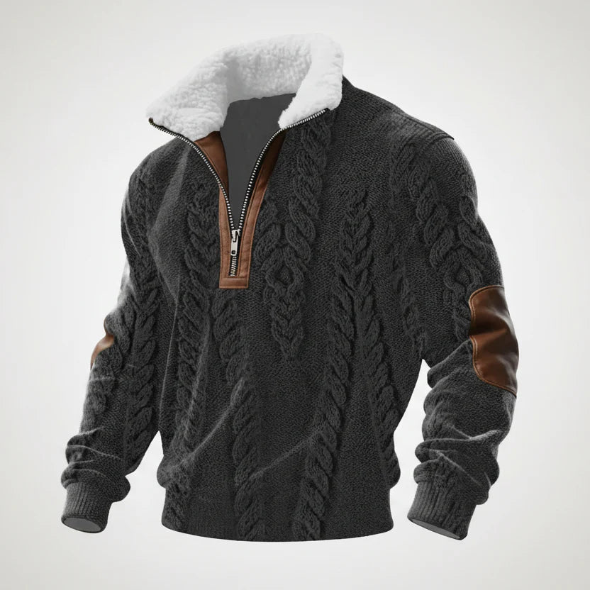 Leonardo | Jersey con cremallera y cuello alto forrado de pelo