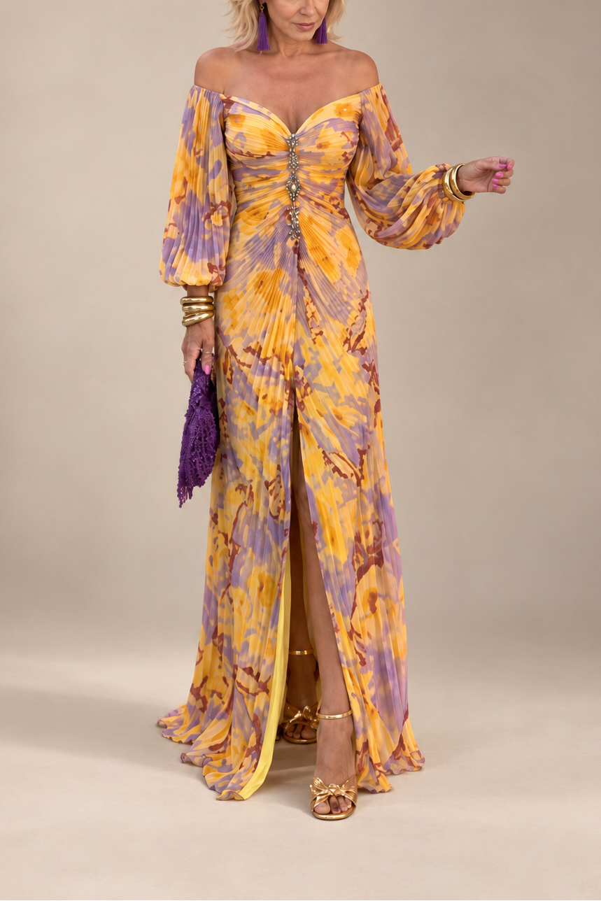 Frida | Vestido largo floral con escote pronunciado