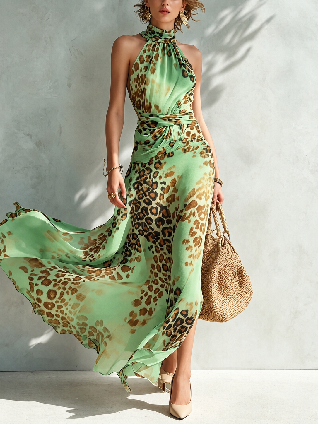 Daniela | Vestido largo con estampado de leopardo