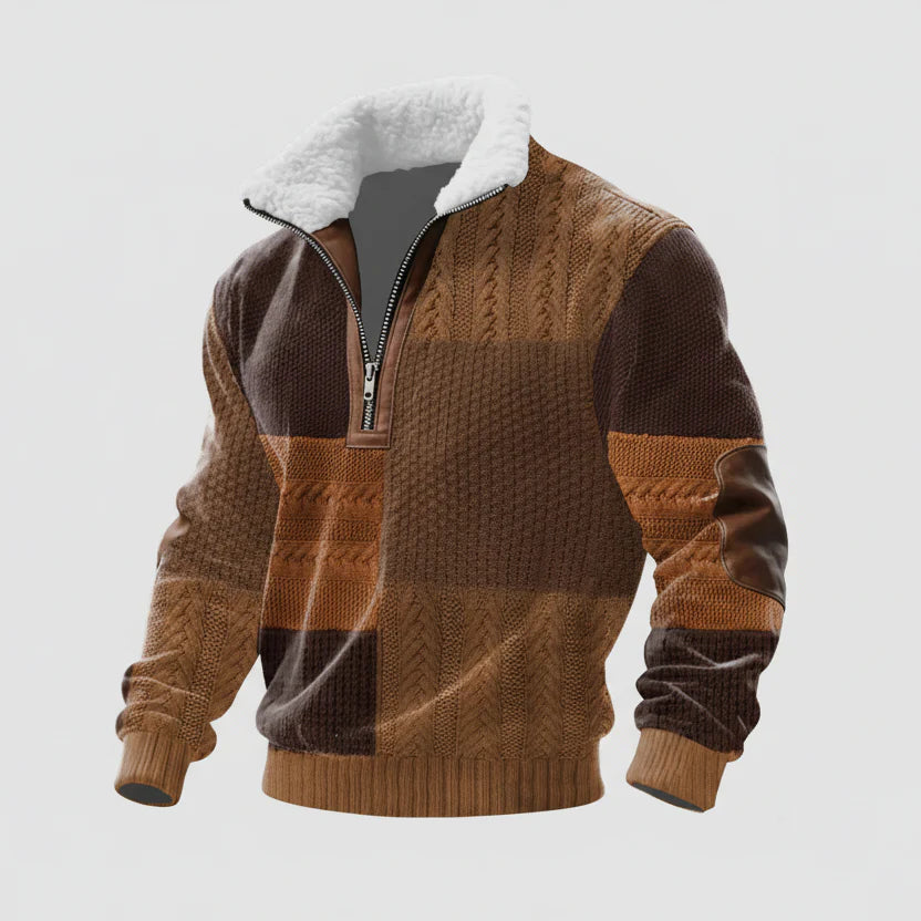 Leonardo | Jersey con cremallera y cuello alto forrado de pelo