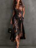 Paola | Vestido midi cruzado con estampado abstracto