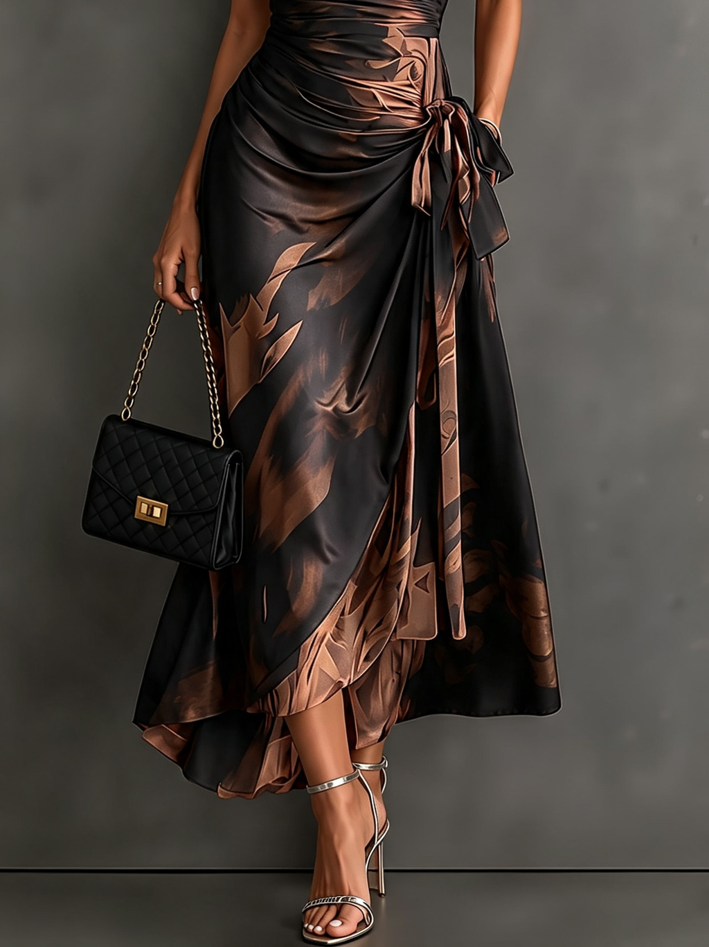 Paola | Vestido midi cruzado con estampado abstracto