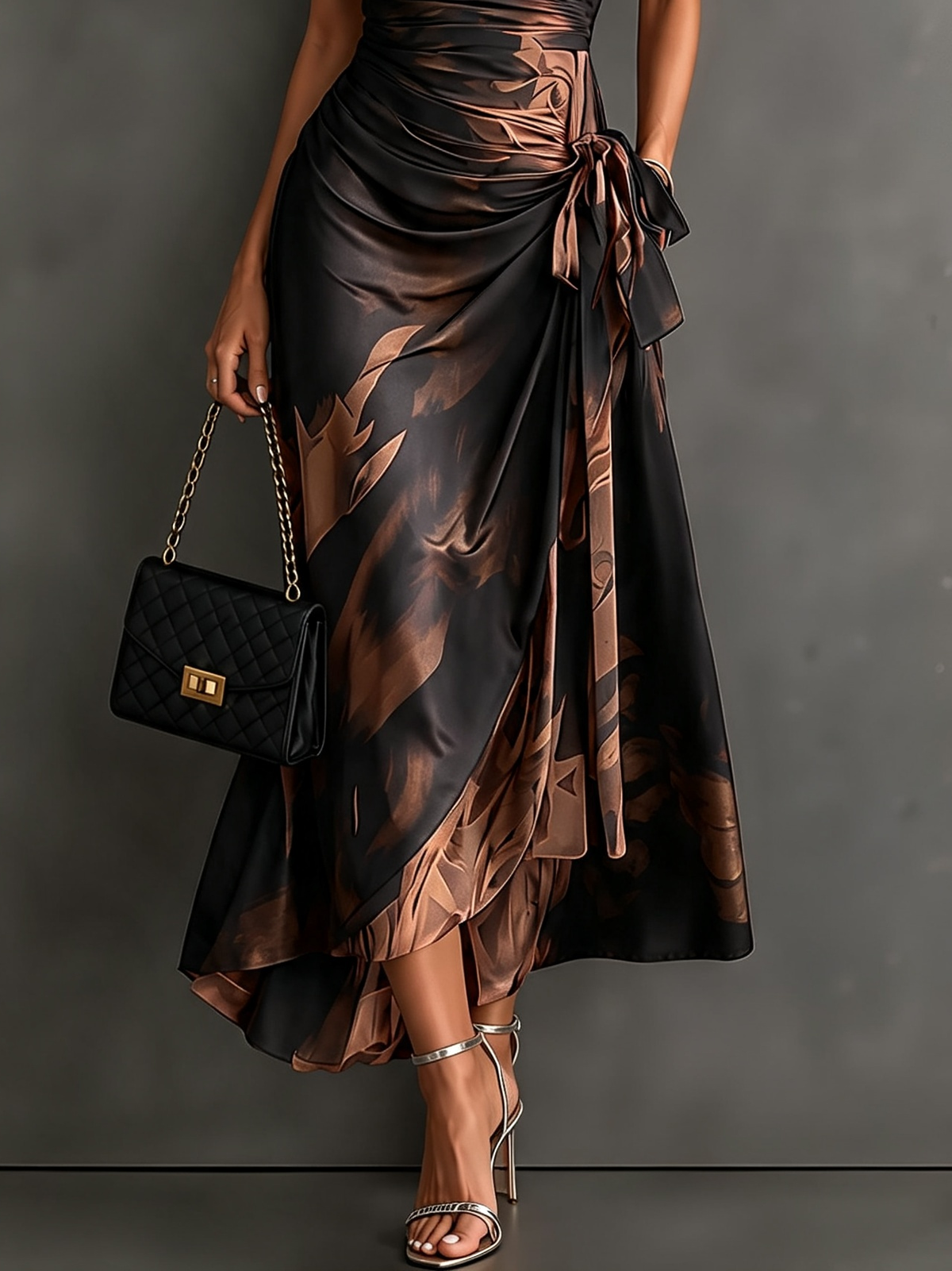 Paola | Vestido midi cruzado con estampado abstracto