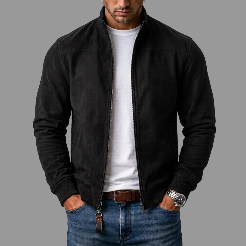 Corrado | Chamarra Bomber de Gamuza