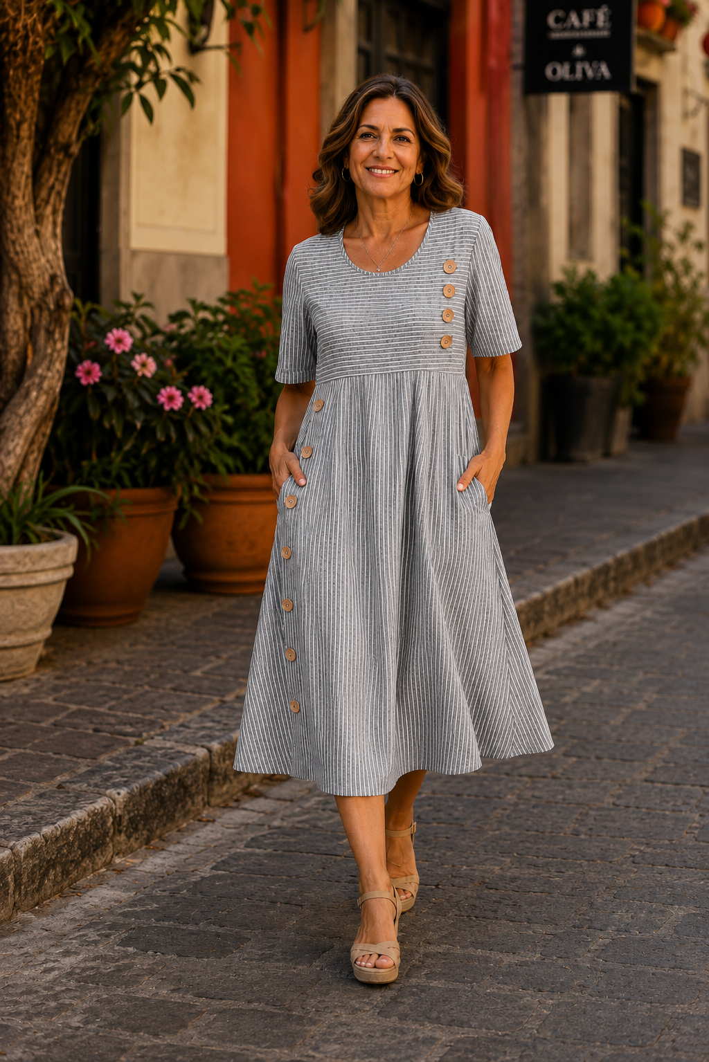Julia | Vestido midi a rayas