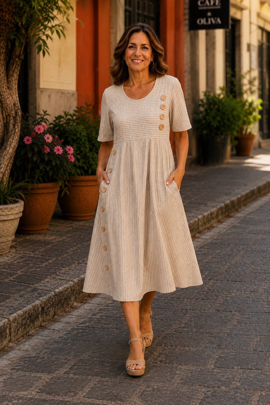 Julia | Vestido midi a rayas