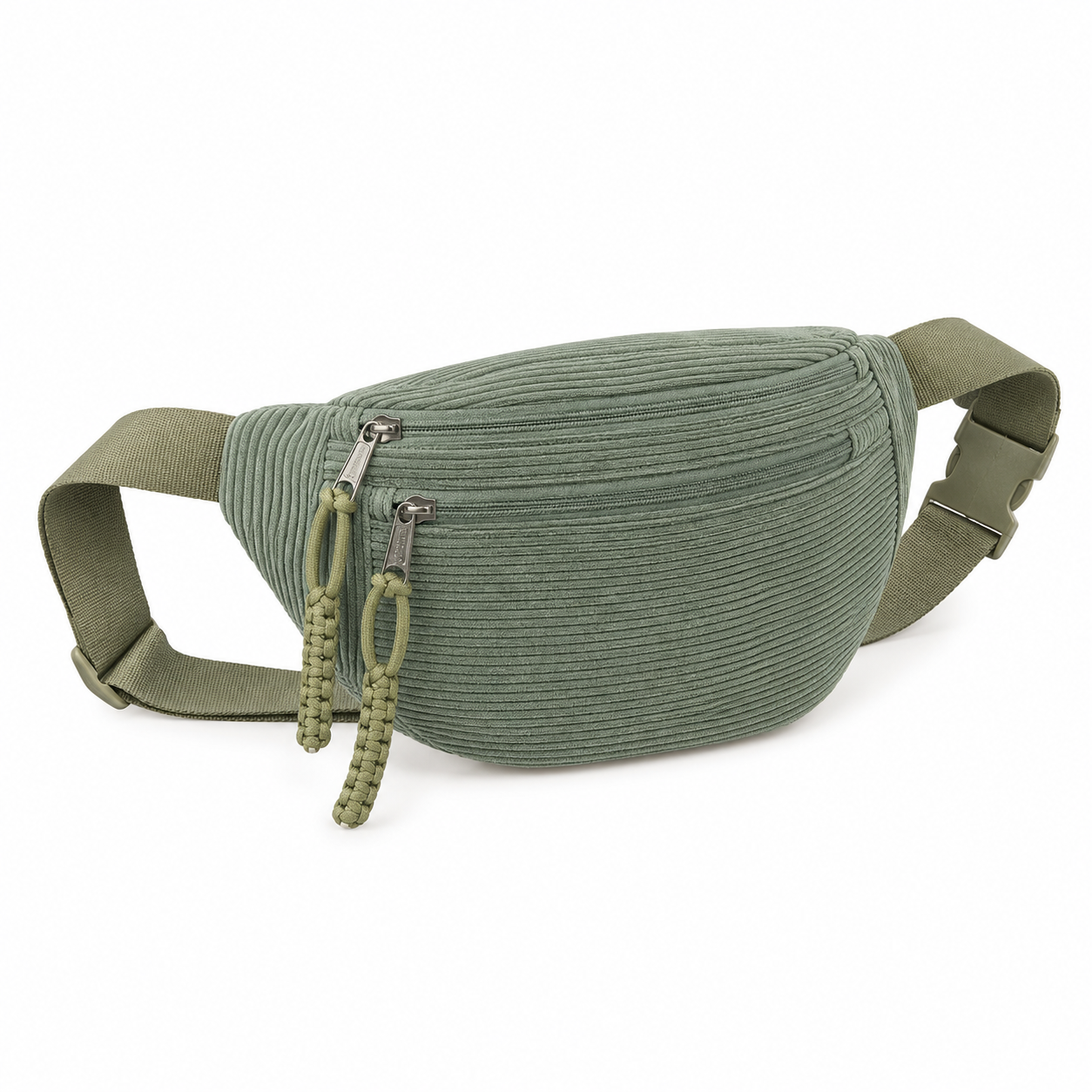 Bolso de Hombro de Pana Verde