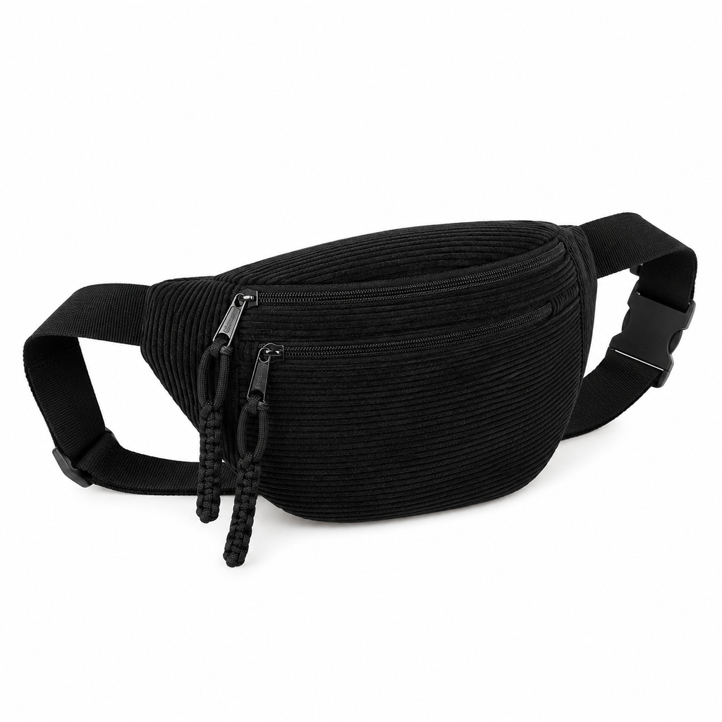 Bolso de Hombro de Pana Negro