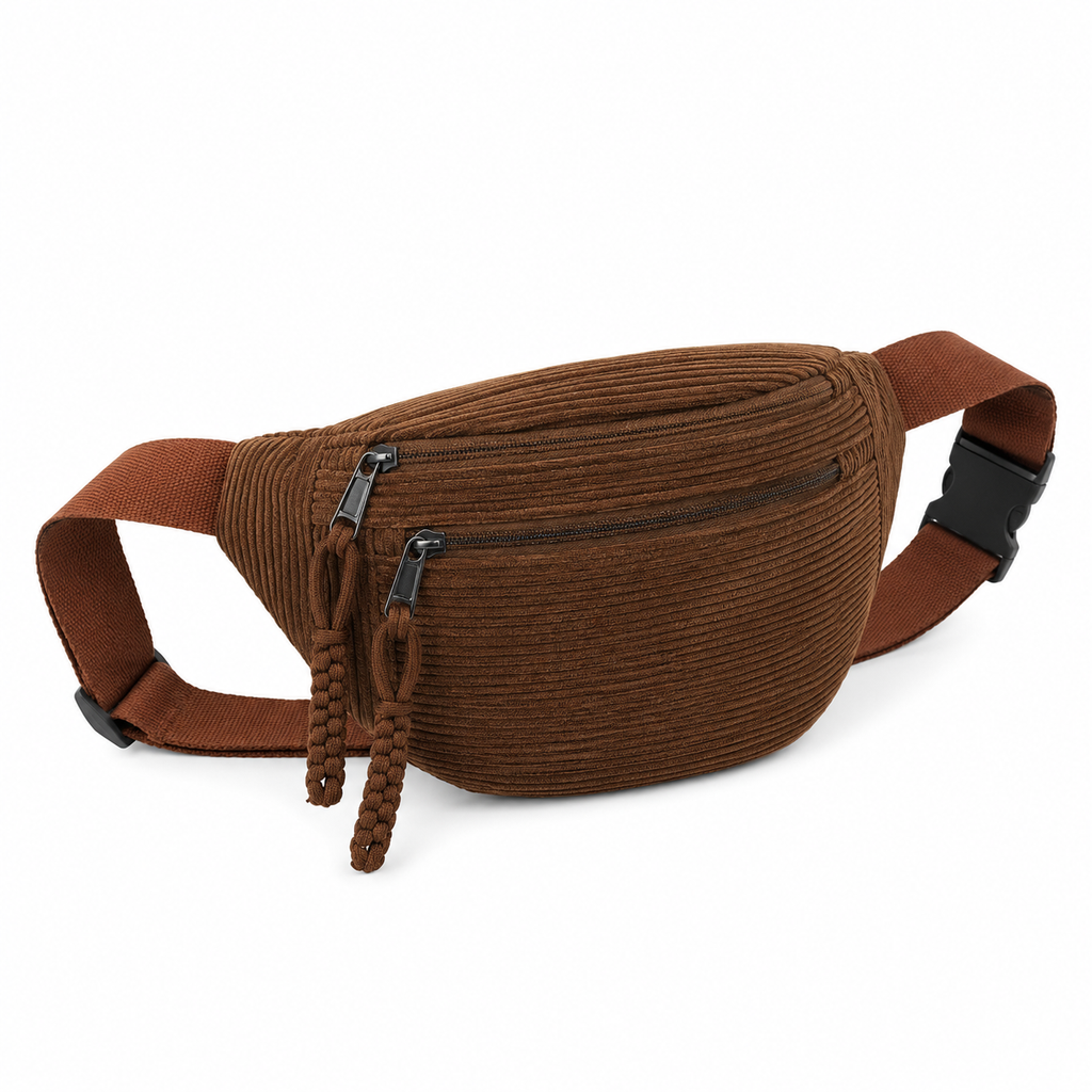 Bolso de Hombro de Pana Café
