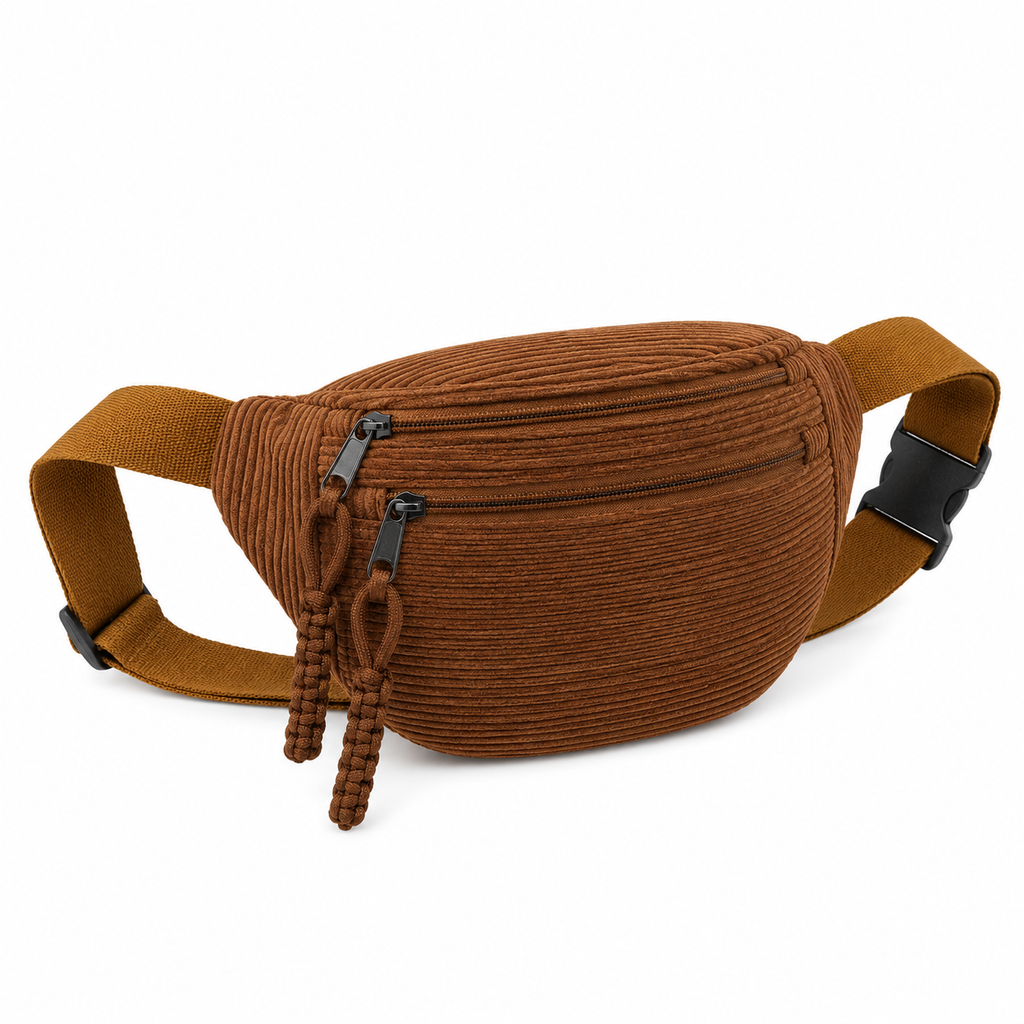 Bolso de Hombro de Pana Café