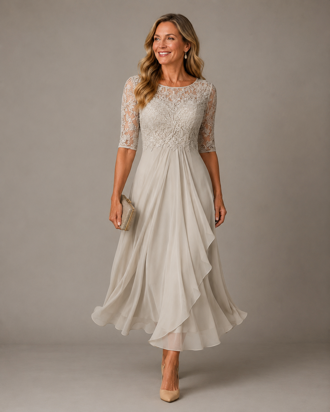 Daniela | Vestido midi de encaje que realza tu silueta