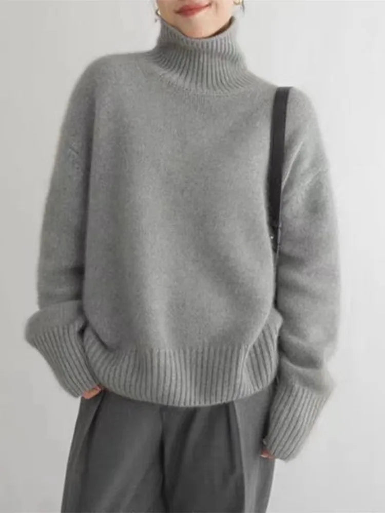Blanca | Jersey cuello alto en cachemir