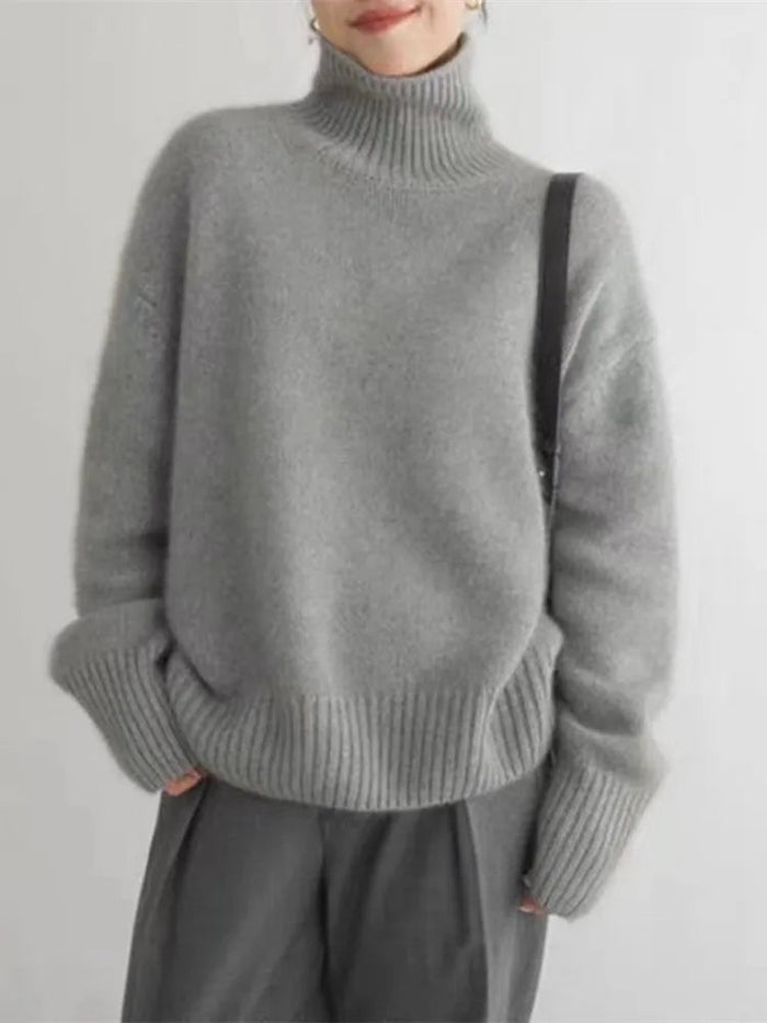 Blanca | Jersey cuello alto en cachemir