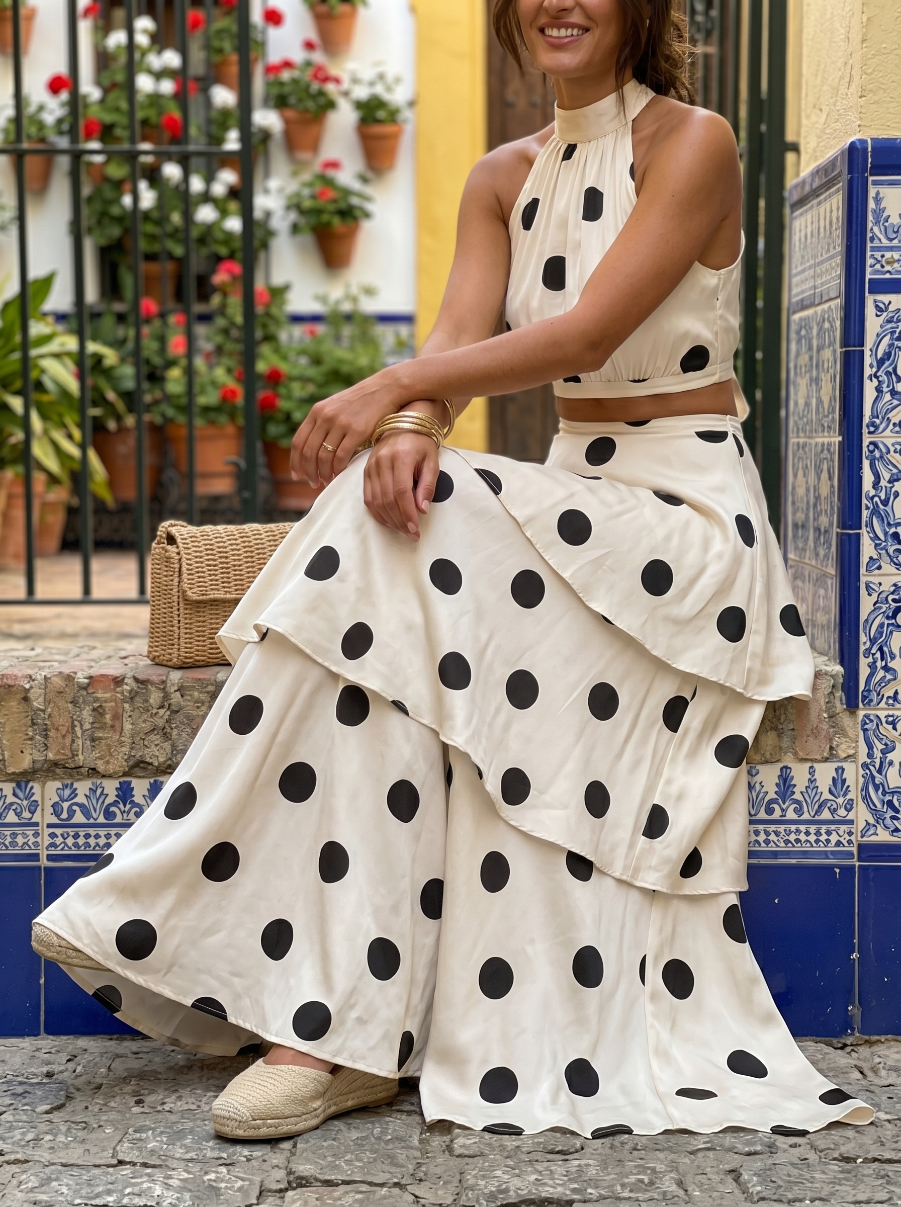 Lucía | Conjunto top y falda larga de lunares