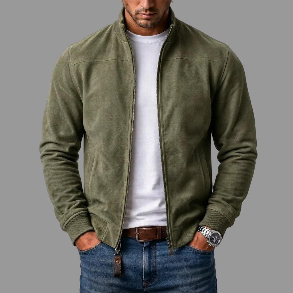 Corrado | Chamarra Bomber de Gamuza