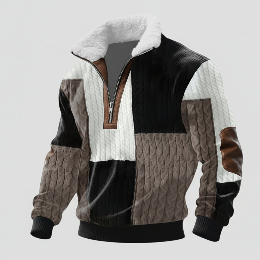 Leonardo | Jersey con cremallera y cuello alto forrado de pelo