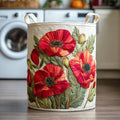 Cesto acolchado con amapolas rojas