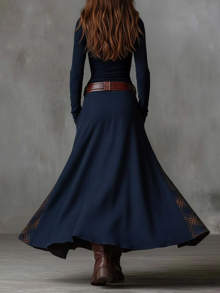 Guadalupe | Vestido largo efecto gamuza con cinturón