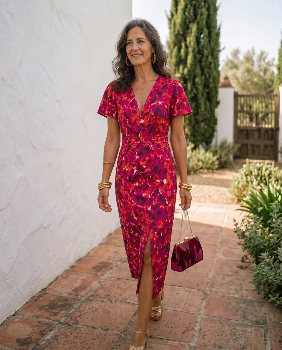 Aura | Vestido midi con mangas cortas