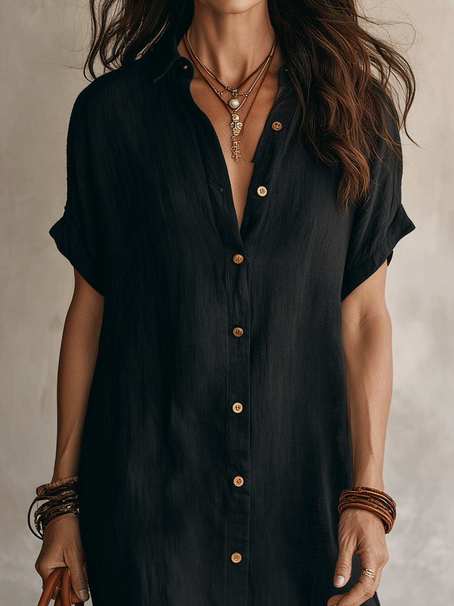 Asha | Vestido midi de lino de corte holgado