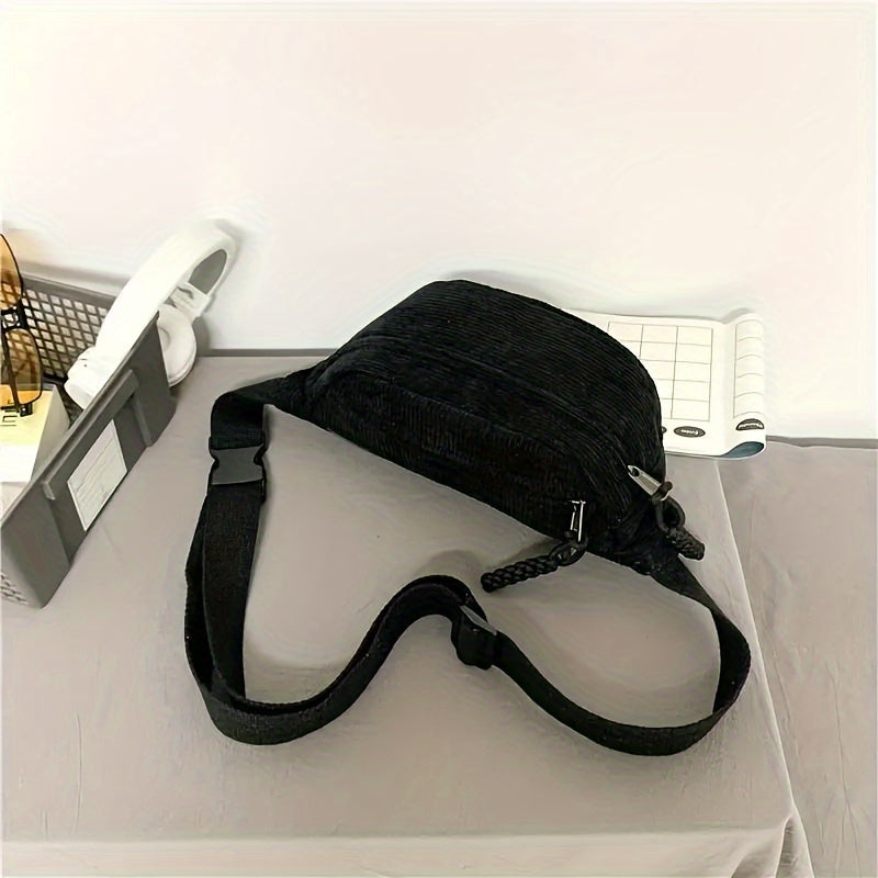 Bolso de Hombro de Pana Negro