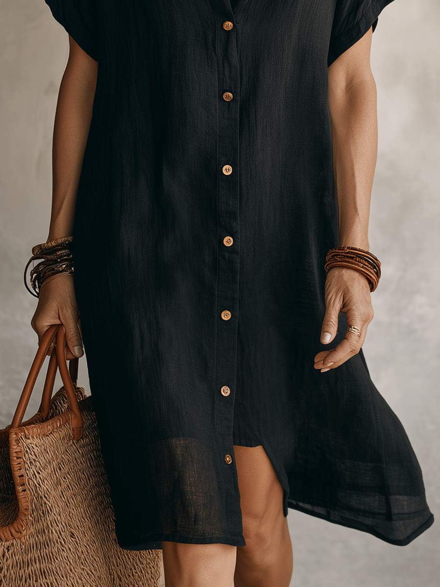 Asha | Vestido midi de lino de corte holgado