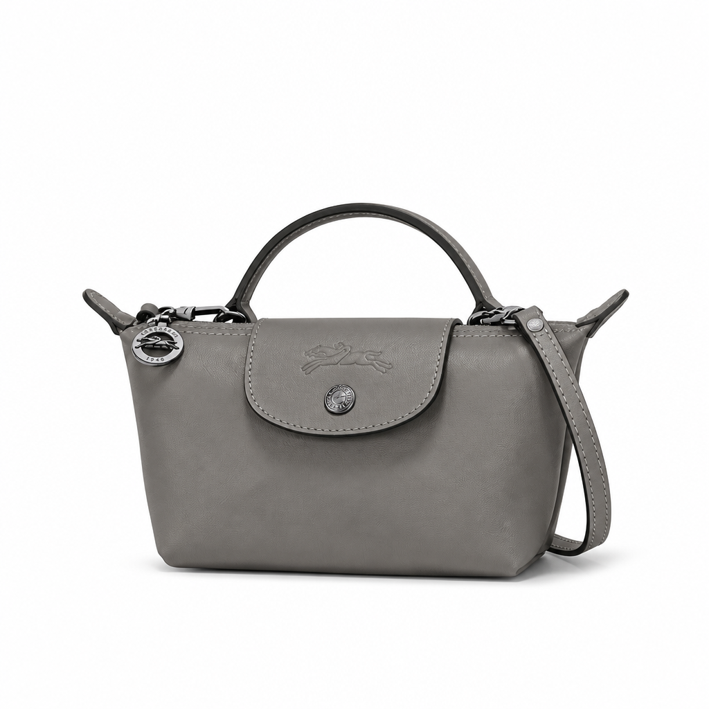 MINI BOLSO DE PIEL LONGCHAM | GRIS