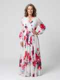 Vivianne | Vestido largo cruzado de manga larga con estampado floral