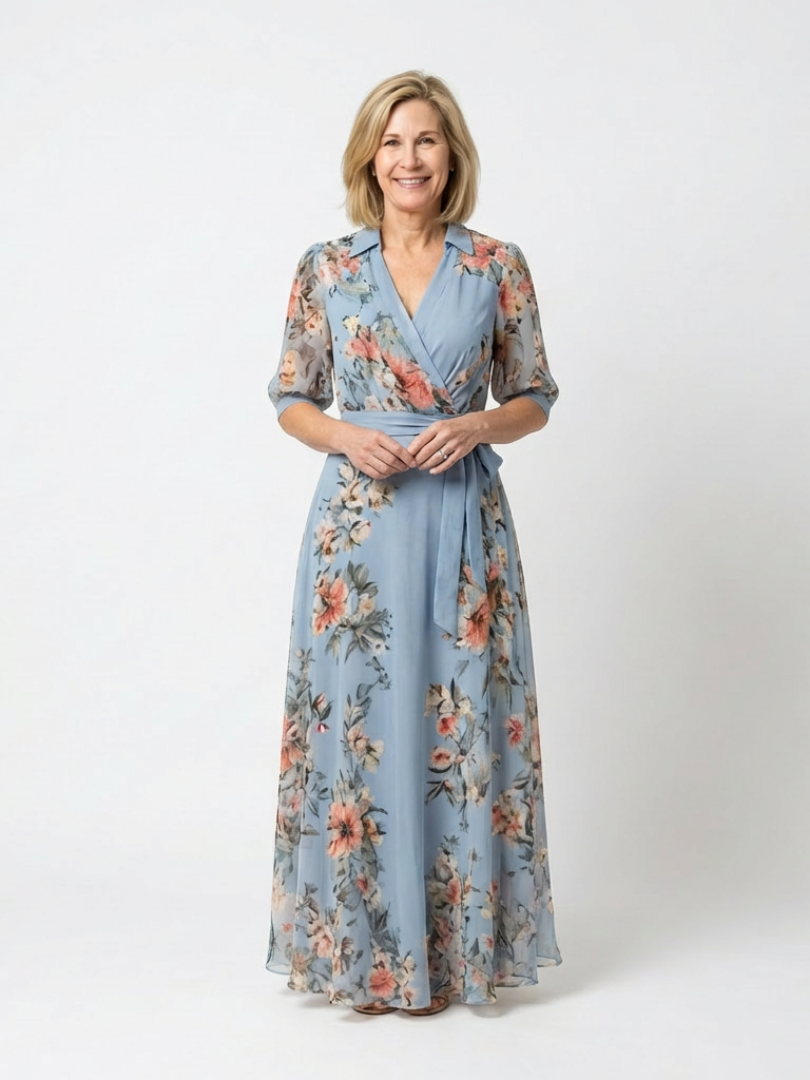 Lucía | Vestido largo con estampado floral y cuello en V