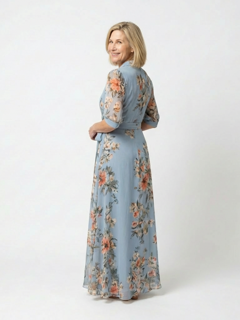 Lucía | Vestido largo con estampado floral y cuello en V