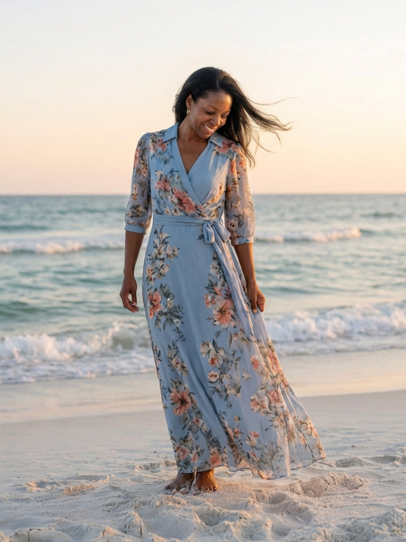 Lucía | Vestido largo con estampado floral y cuello en V
